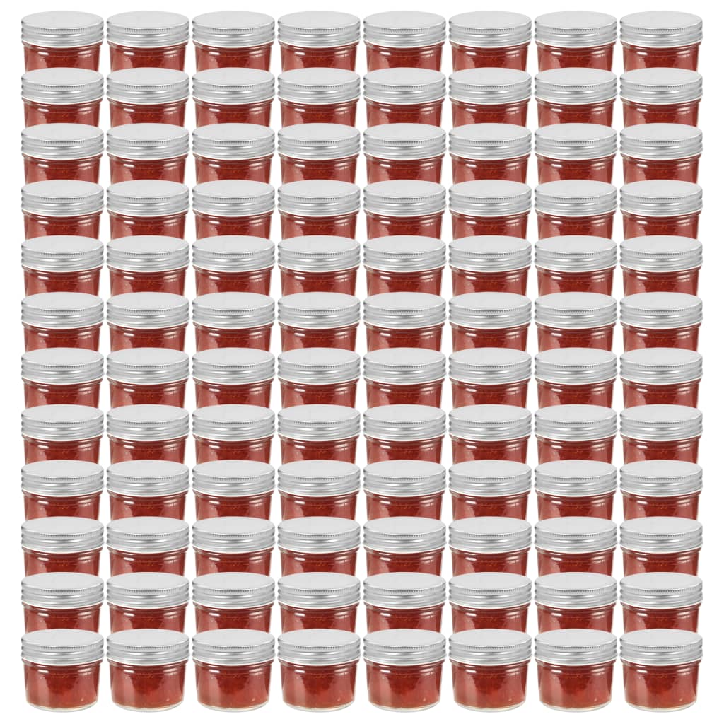Vidaxxl tarros de mermelada con tapa plateada 96uds 110 ml vidrio