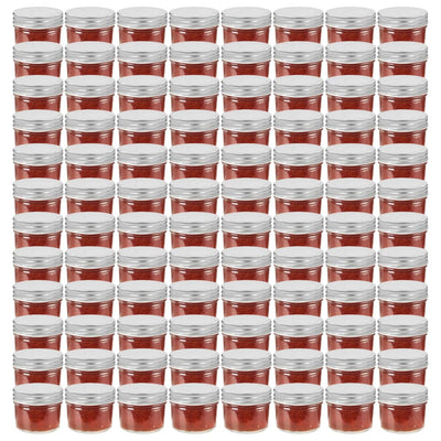Vidaxl jampotten met zilverkleurige deksels 96 st 110 ml glas