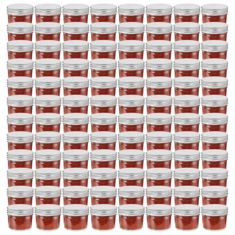 Vidaxxl tarros de mermelada con tapa plateada 96uds 110 ml vidrio