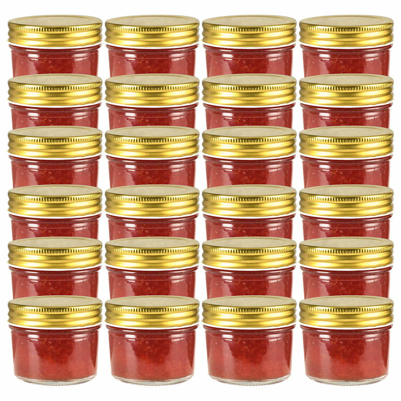 Jares de mermelada de Vidaxl con tapas de oro de 24 st 110 ml de vidrio