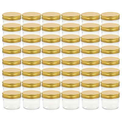 Vidaxl jar jar con coperchi color oro 48 pezzi 110 ml di vetro