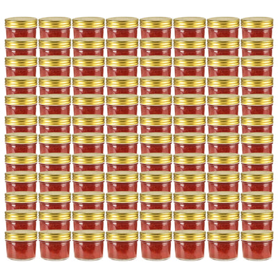 Vidaxl jampotten met goudkleurige deksels 96 st 110 ml glas