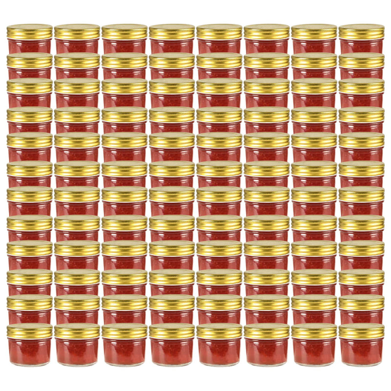 Vidaxl jampotten met goudkleurige deksels 96 st 110 ml glas