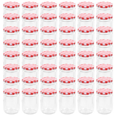 Vidaxl jampotten met wit met rode deksels 48 st 230 ml glas