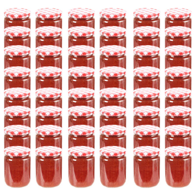 Vidaxl jampotten met wit met rode deksels 48 st 230 ml glas