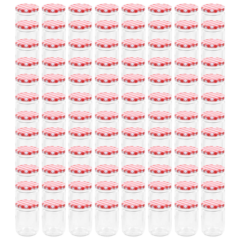 Jares de mermelada de Vidaxl con tapas rojas 96 ST 230 ml de vidrio