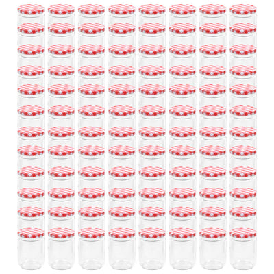 Vidaxl Jam Jars con coperchi rossi 96 ST 230 ml di vetro