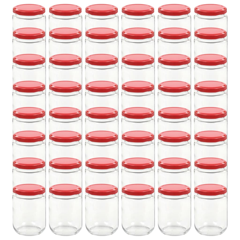 Jares de mermelada de Vidaxl con tapas rojas 48 PCS 230 ml de vidrio