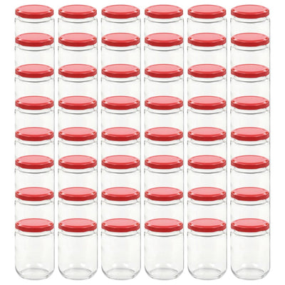 Jares de mermelada de Vidaxl con tapas rojas 48 PCS 230 ml de vidrio