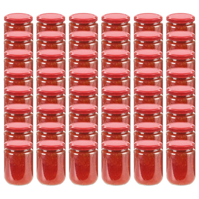 Vidaxl jampotten met rode deksels 48 st 230 ml glas