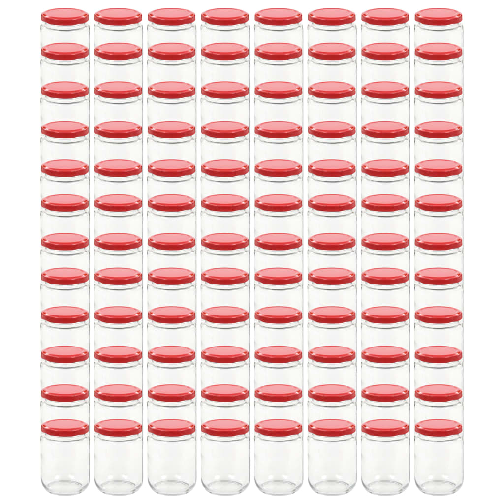 Vidaxl jampotten met rode deksels 96 st 230 ml glas