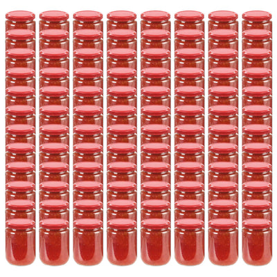 VidaXL Jampotten met rode deksels 96 st 230 ml glas