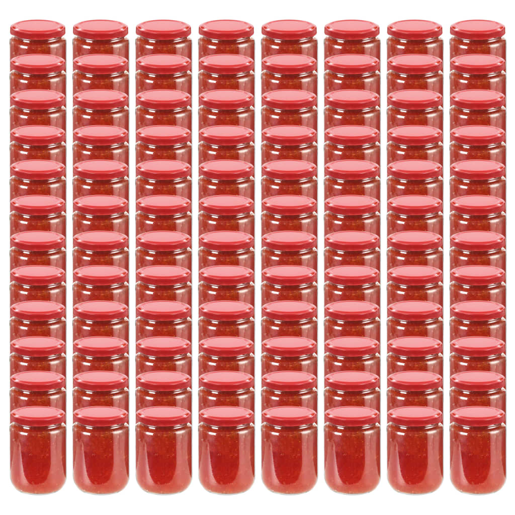 Vidaxl jampotten met rode deksels 96 st 230 ml glas
