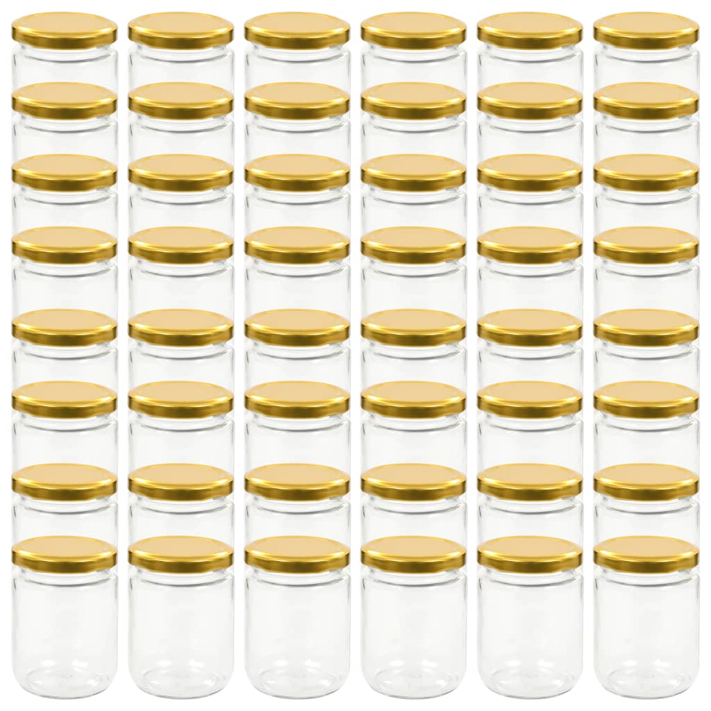 Vidaxl jar jar con coperchi color oro 48 pezzi 230 ml di vetro
