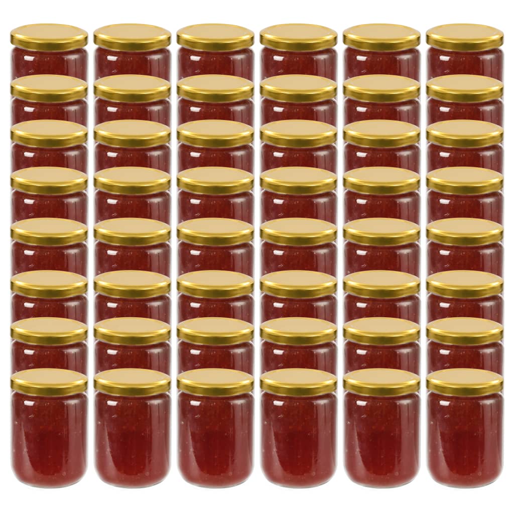 Vidaxl jampotten met goudkleurige deksels 48 st 230 ml glas