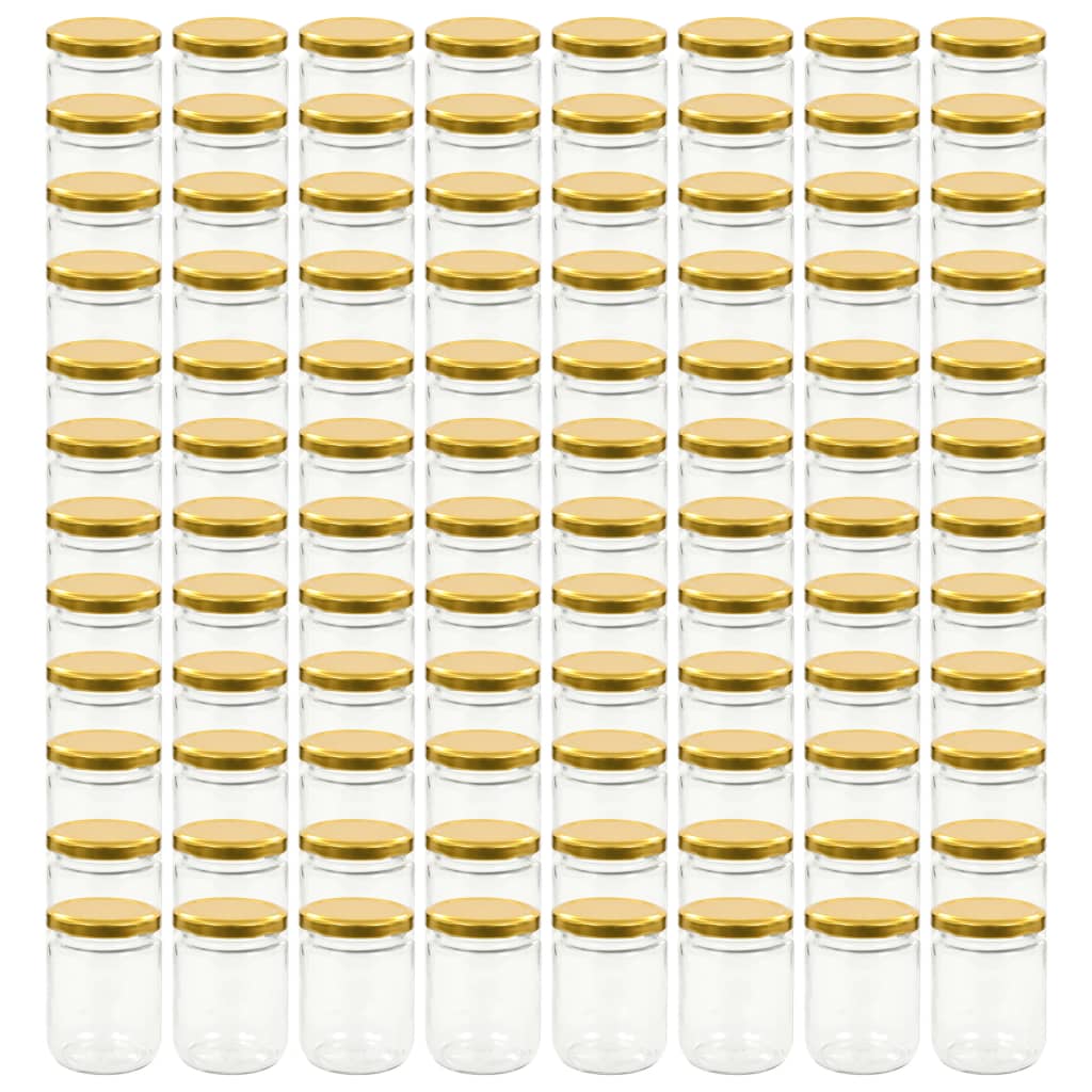 VidaXL Jampotten met goudkleurige deksels 96 st 230 ml glas