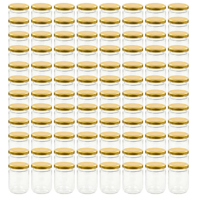 Vidaxl Jam Jars con coperchi color oro 96 ST 230 ml di vetro
