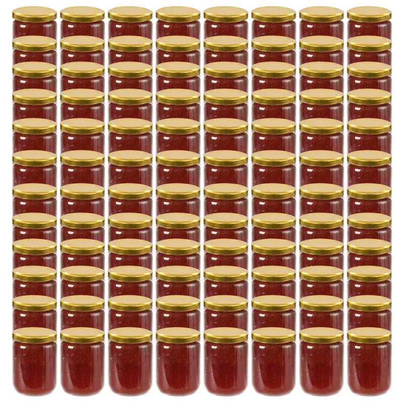 Vidaxl Jam Jars con coperchi color oro 96 ST 230 ml di vetro