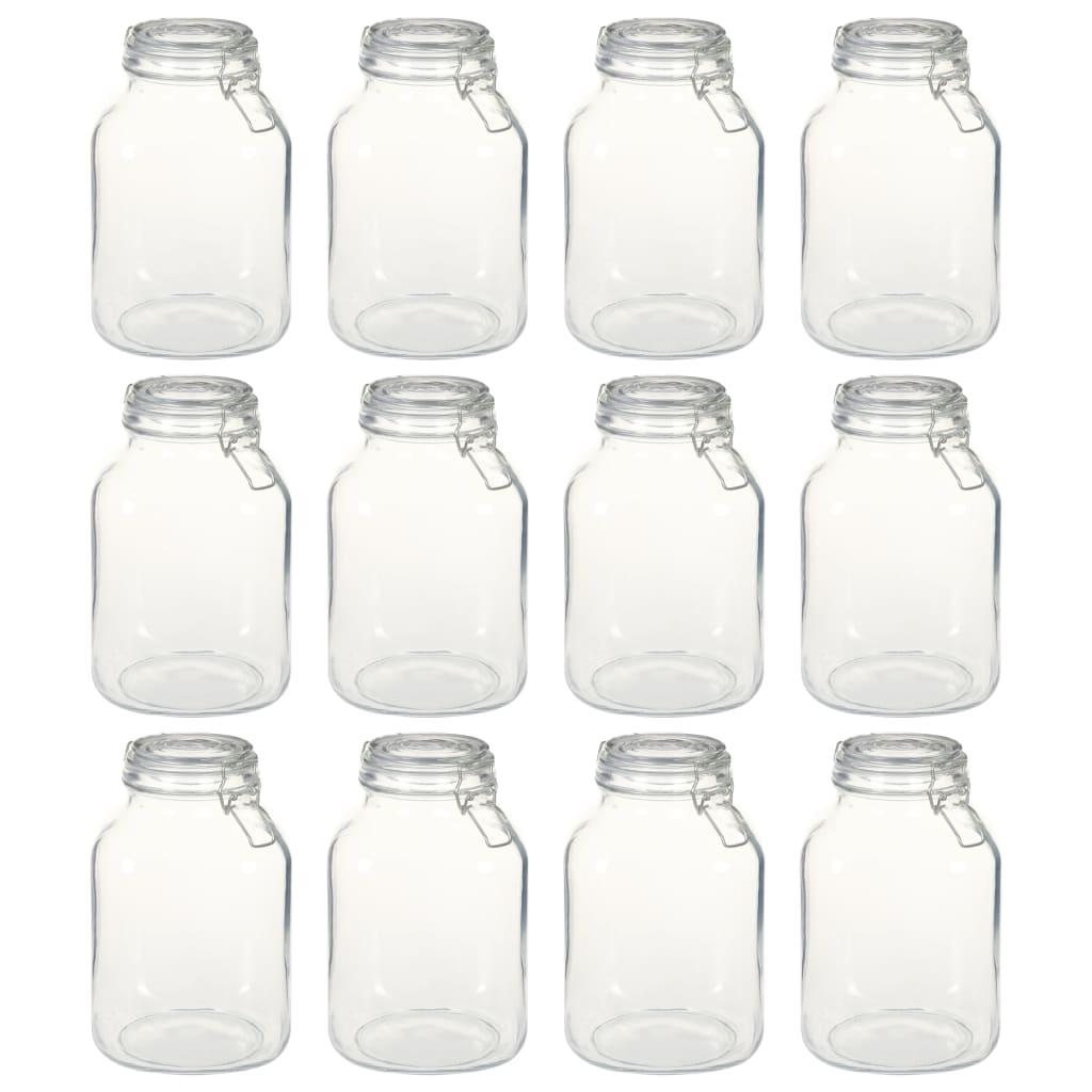 Vidaxl potten met sluiting 12 st 3 l glas