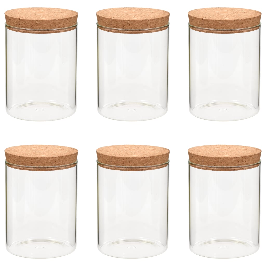 Vidaxl opbergpotten met kurken deksel 6 st 650 ml glas