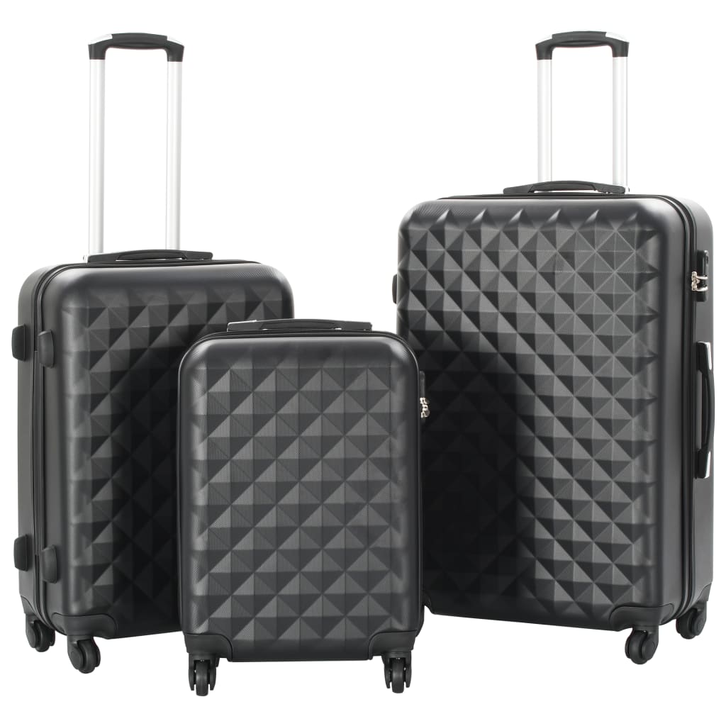 Vidaxl 3 partes de equipaje duro conjunto Negro