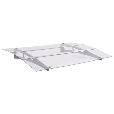 Pensilina per porta Vidaxx 150x90 cm color argento animale domestico e trasparente
