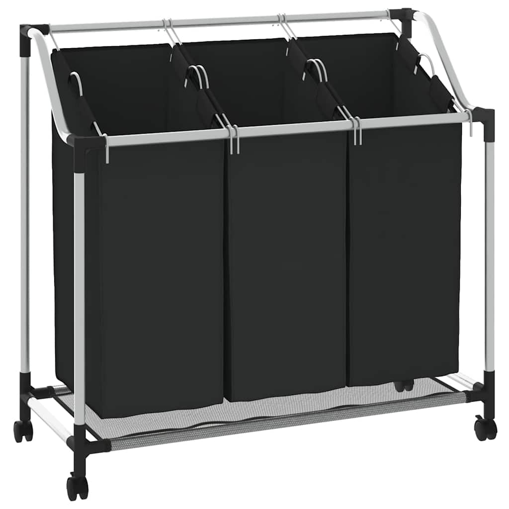 Vidaxl Wass Sourter con 3 Basks Staal Black