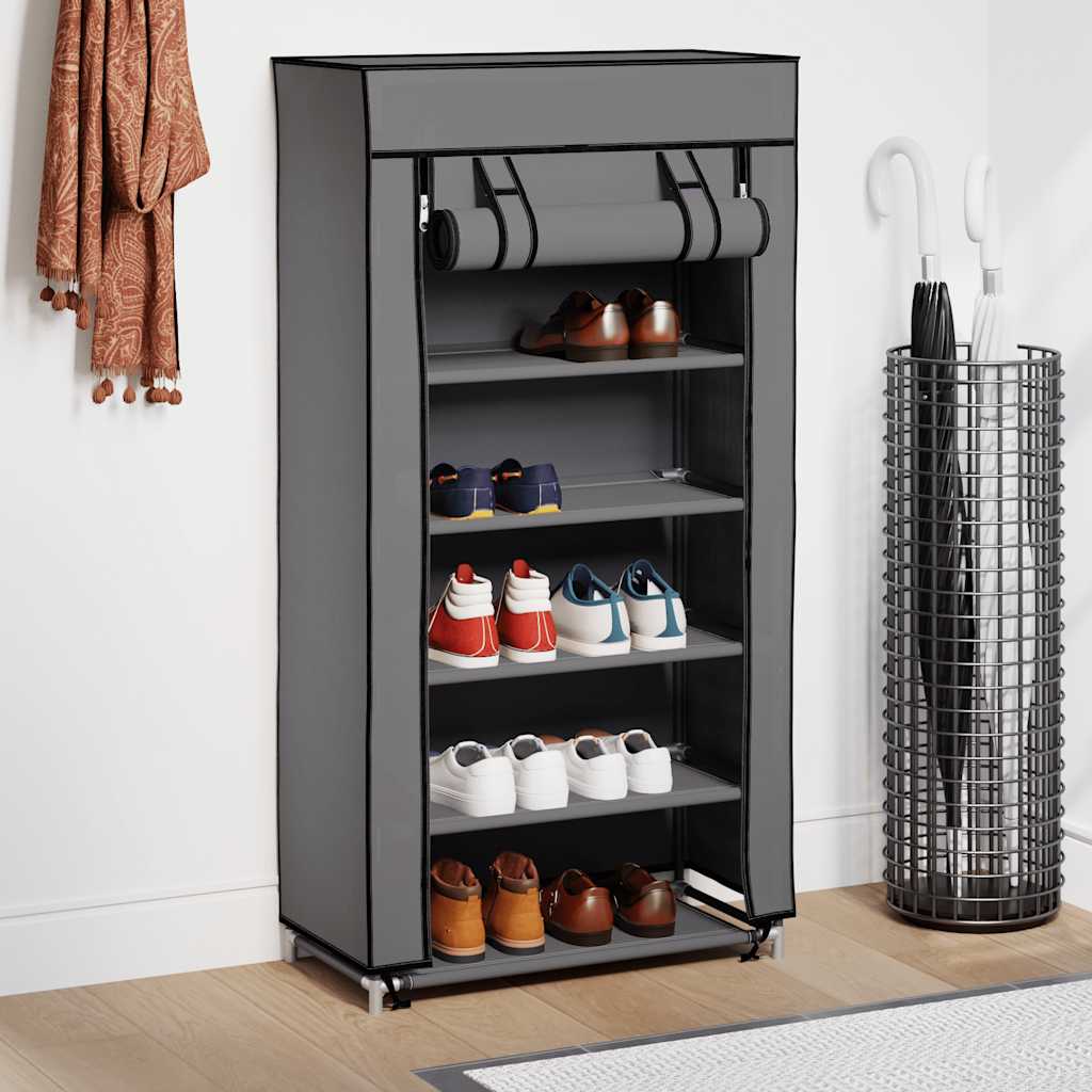 Vidaxl schoenenkast met hoes 58x28x106 cm stof grijs