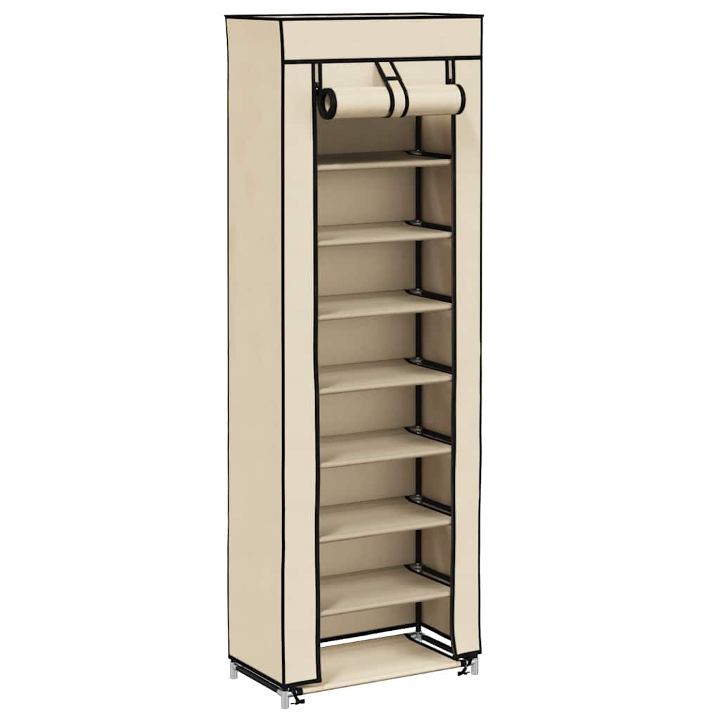 Vidaxl schoenenkast met hoes 57x29x162 cm stof crème