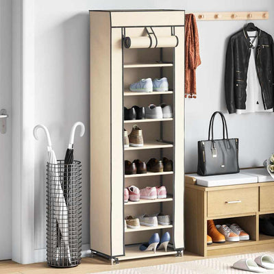 Gabinete de zapatos Vidaxl con cubierta 57x29x162 CM TELA CRèME