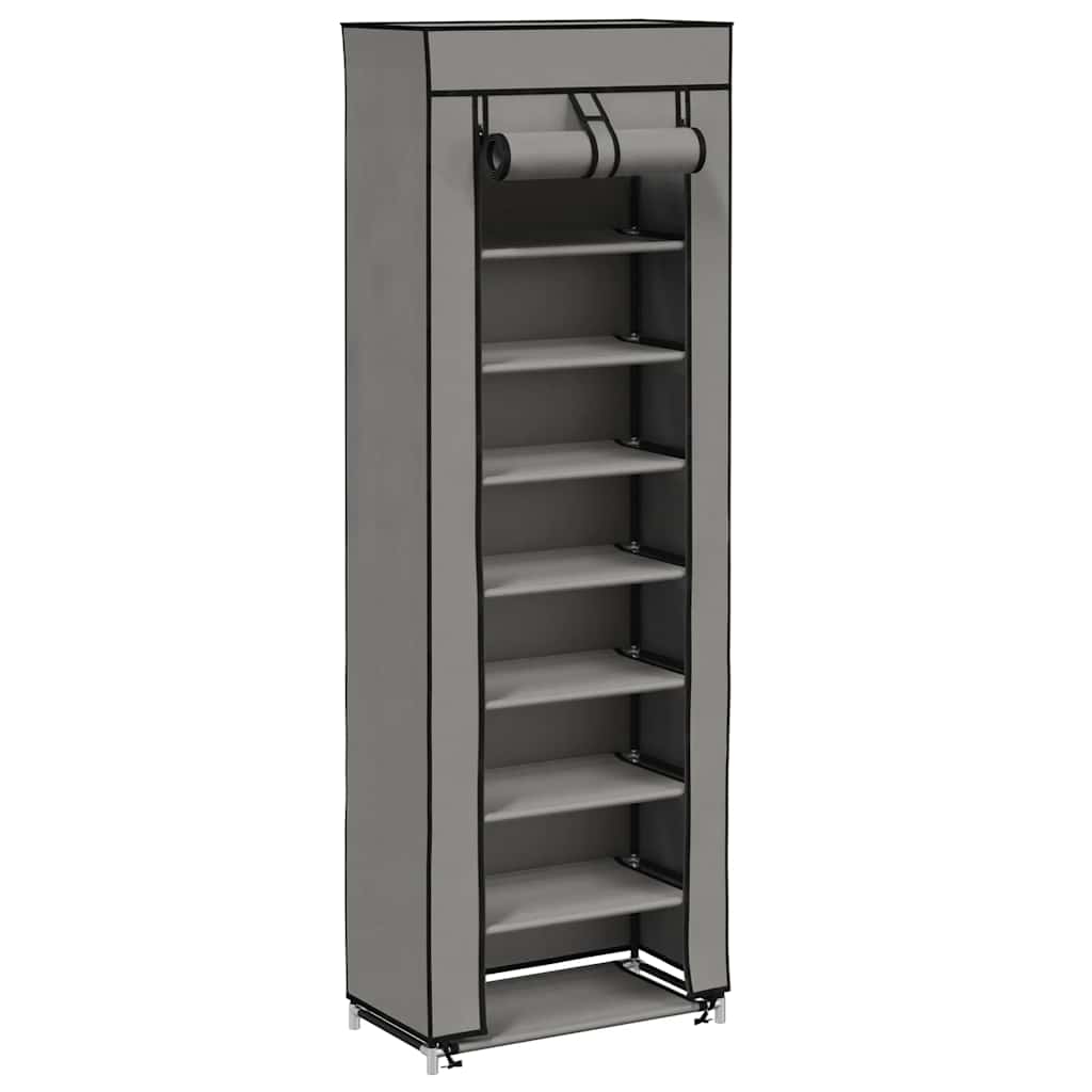 Vidaxl schoenenkast met hoes 57x29x162 cm stof grijs
