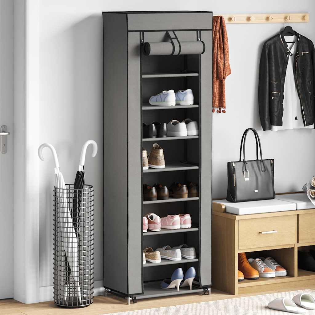 Vidaxl schoenenkast met hoes 57x29x162 cm stof grijs