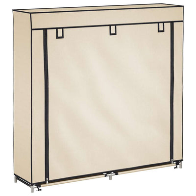 Gabinete de zapato Vidaxl con cubierta 115x28x110 cm de tela crema