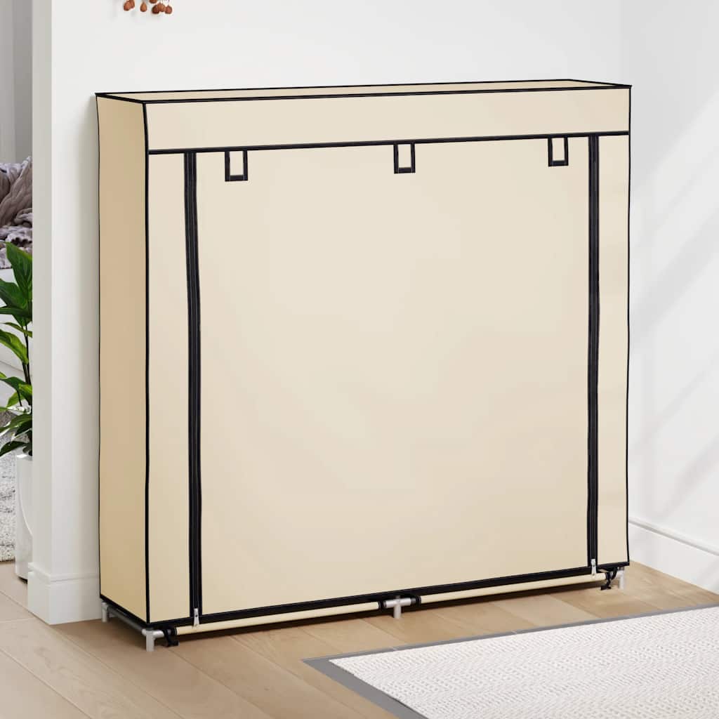 Gabinete de zapato Vidaxl con cubierta 115x28x110 cm de tela crema