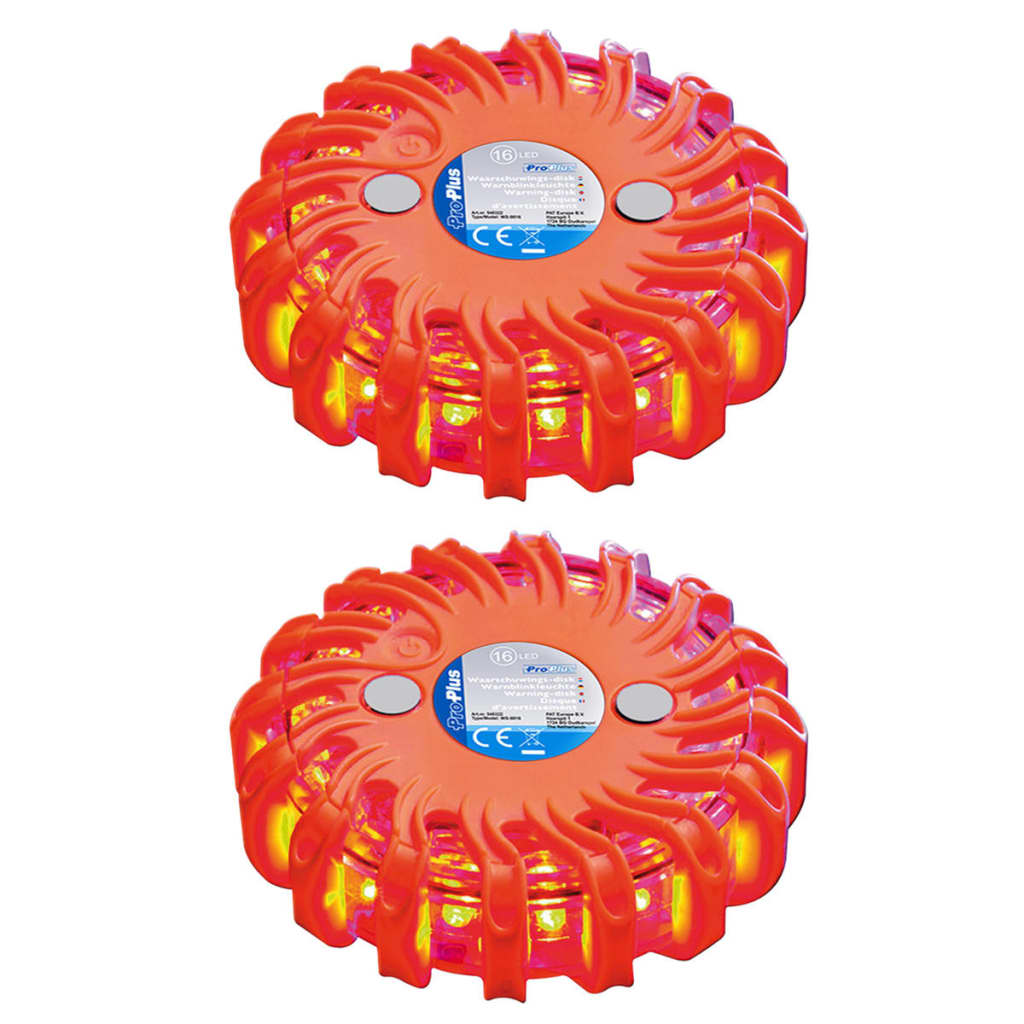 Discos de advertencia de Proplus con 16 LED 2 St Orange