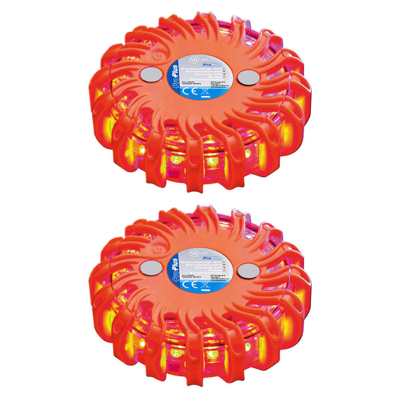 Discos de advertencia de Proplus con 16 LED 2 St Orange