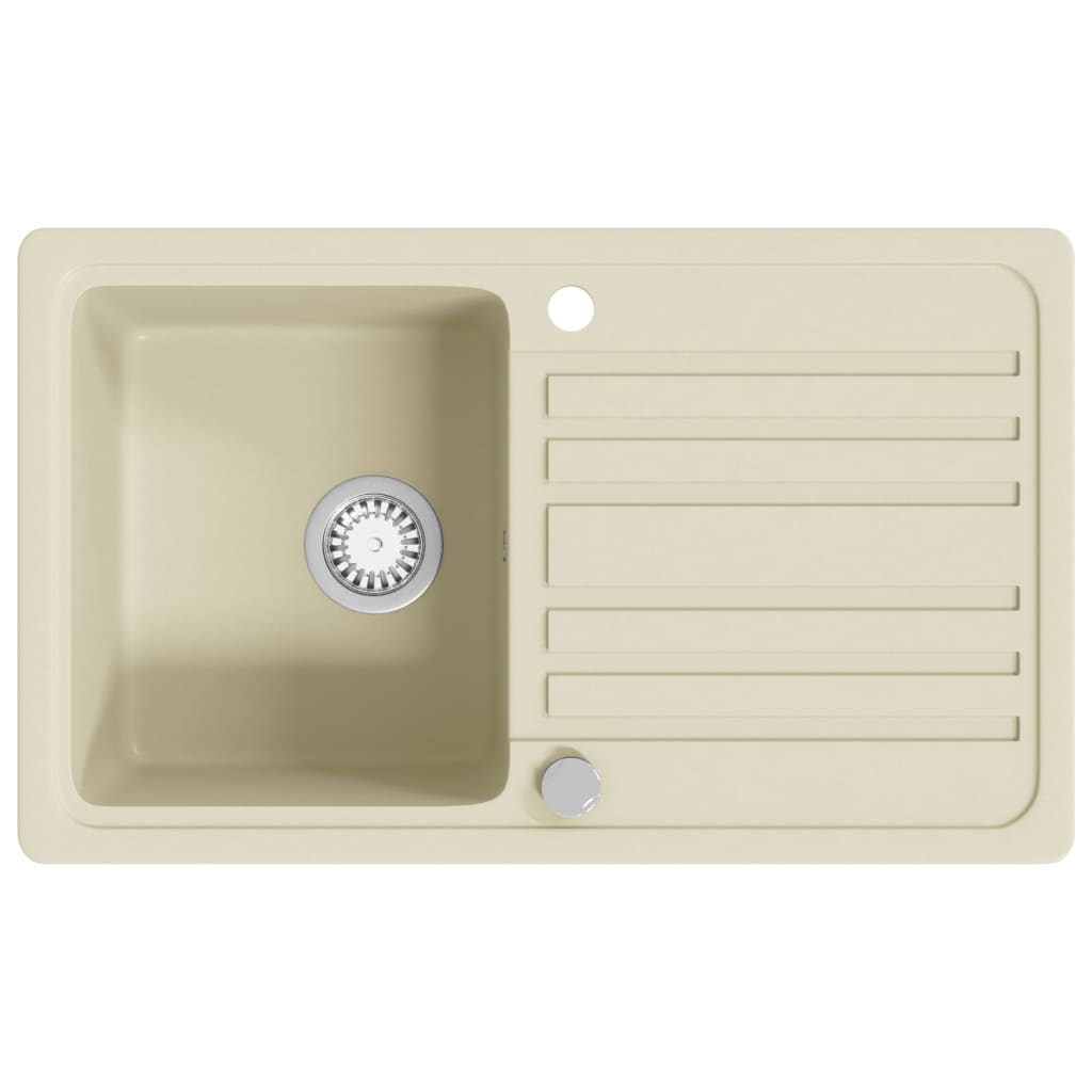 Vidaxl gootsteen enkele bak graniet beige