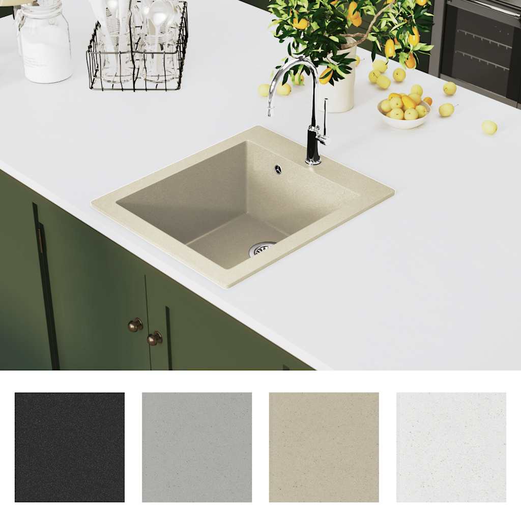 Vidaxl lavandino singola ciotola di beige di granito