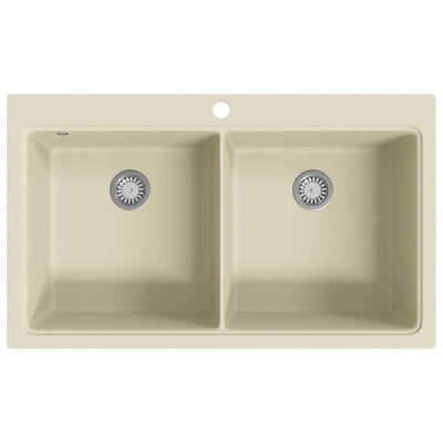 Vidaxl fregadero de contenedores dobles beige de granito