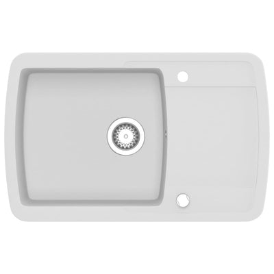 Vidaxl fregadero un solo tazón de granito blanco
