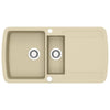 Vidaxl fregadero de contenedores dobles beige de granito