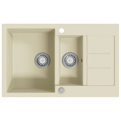 Vidaxl Sink Double Bins Granite Beige