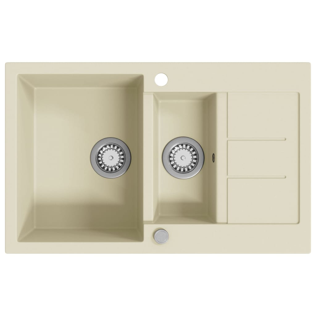 Vidaxl Sink Double Bins Granite Beige
