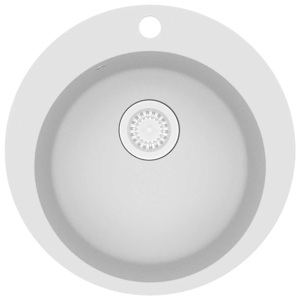 Vidaxl gootsteen enkele bak rond graniet wit