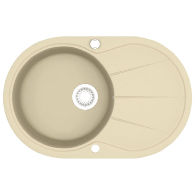 Vidaxl gootsteen enkele bak ovaal graniet beige