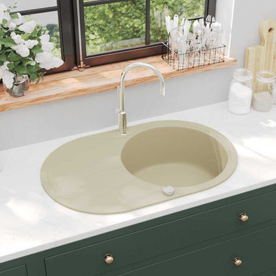 Vidaxl Lavello singola ciotola di beige di granito ovale