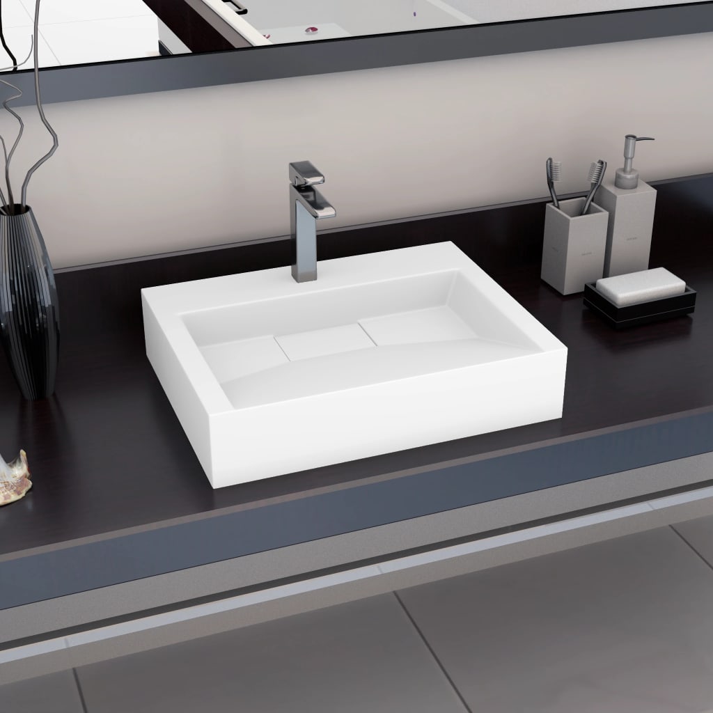 Vidaxl Washbasin 60x38x11 CM Mineral fundido de mármol fundido blanco