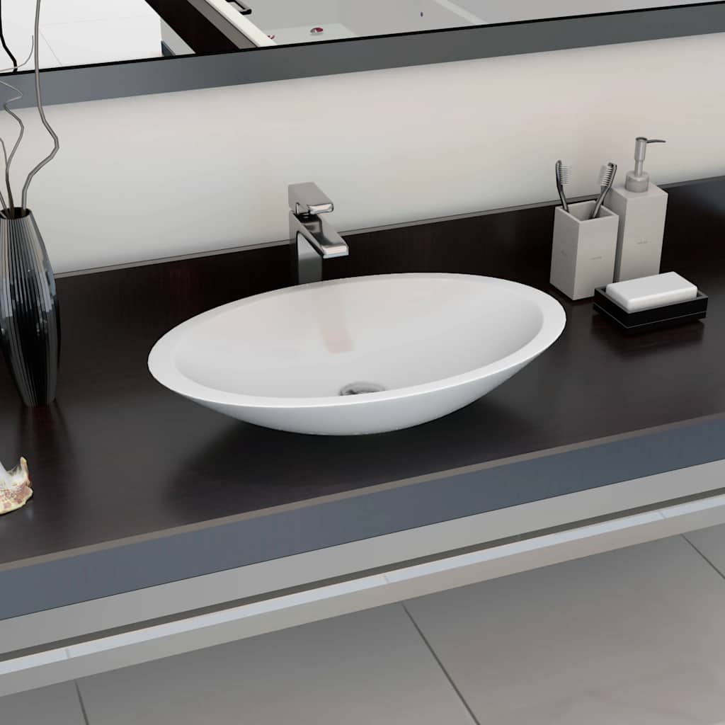 Vidaxl Washbasin 59.3x35.1x10.7 cm de mármol mineral fundido blanco