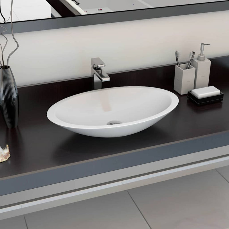 Vidaxl Washbasin 59.3x35.1x10.7 cm de mármol mineral fundido blanco