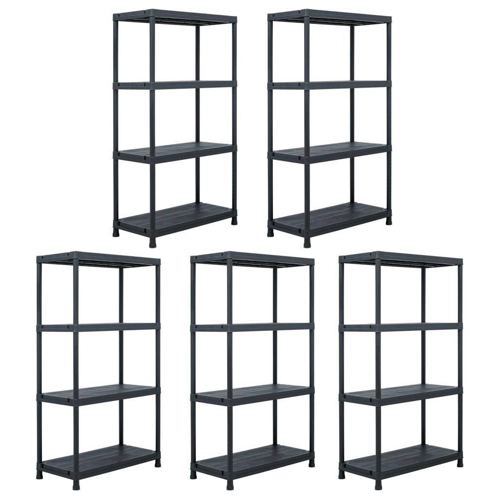 Scaffali Vidaxx 5 pezzi 60x30x138 cm in plastica nera